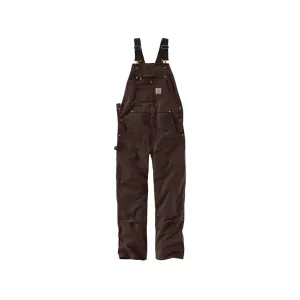 Carhartt Men's Relaxed Fit Duck Unlined Bibs Dark Brown 34" Waist 32" Inseam