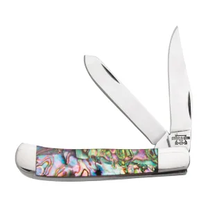 Bear & Son AB54 1/2 Folding Knife 2.25" Clip Point Carbon Satin Blade Abalone Handle Abalone Swirl