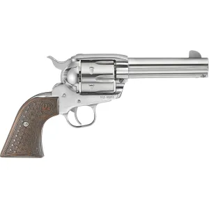 Ruger Vaquero 45 Colt (Long Colt) Revolver 4.62" Stainless Barrel 6 Round Hardwood Grip