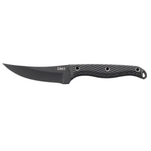 CRKT Clever Girl Fixed Blade Knife 4.6" Trailing Point SK-5 Black Powder Coat Blade G-10 Handle Black