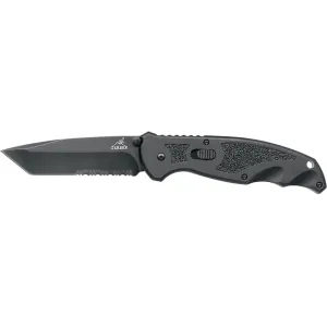 Gerber Answer Assisted Opening Pocket Knife 3.25" Partially Serrated Tanto Point 7Cr17MoV Black Oxide Blade Aluminum Handle Black