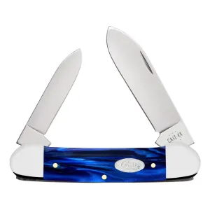 Case Canoe Pocket Knife 2.6" Spear/Pen Tru-Sharp Mirror Polished Blade Kirinite Handle Blue
