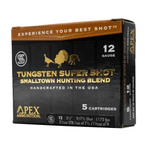 Apex Turkey TSS Smalltown Hunting Blend 12 Gauge Ammo 3-1/2" #7-1/2 and #9 Tungsten Shot 2-1/2 oz Box of 5