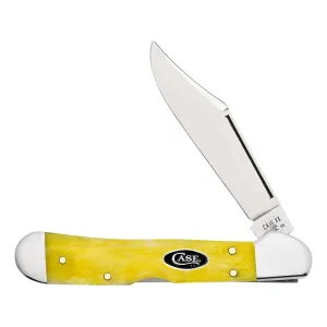 Case Mini CopperLock Pocket Knife 2.72" Clip Point Tru-Sharp Stainless Blade Bone Handle Yellow