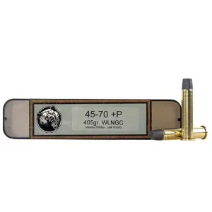 Grizzly Cartridge Bear Load 45-70 Government +P Ammo 405 Grain Lead Long Wide Nose Gas Check Box of 20