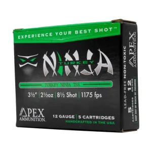 Apex Turkey Ninja TSS 12 Gauge Ammo 3-1/2" #8-1/2 Tungsten Shot 2-1/2 oz Box of 5