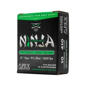 Apex Ammunition Turkey Ninja TSS 410 Ammo 3" #9-1/2 Tungsten Shot 7/8 oz Box of 10