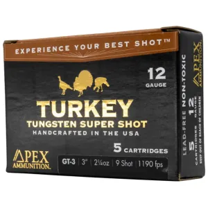 Apex Turkey TSS 12 Gauge Ammo 3-1/2" #9 Tungsten Shot 2-1/2 oz Box of 5