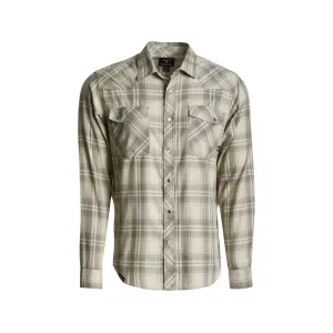 Kings Camo Men's Western Snap Long Sleeve Shirt Khaki Plaid Large