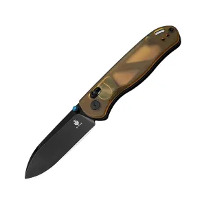 Kizer Drop Bear Pocket Knife 2.97" Drop Point Nitro-V Satin Blade Acrylic Handle Orange