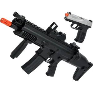 FN SCAR-L AEG Battery Powered Airsoft Rifle & FNS-9 Airsoft Pistol 6mm BB Full-Auto/Semi-Auto Black Gray