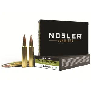 Nosler E-Tip 33 Nosler Ammo 225 Grain Nosler Expansion Tip (E-Tip) Polymer Tip Lead Free Box of 20