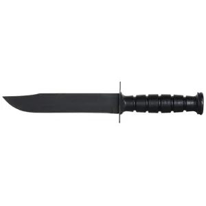 Ontario Mil-Spec 498 Marine Combat Fixed Blade 7" Clip Point 1095 Carbon Steel Zinc Phosphate Finished Blade Leather Handle Black