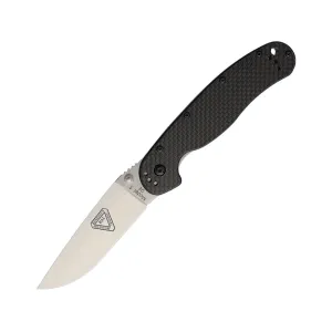 Ontario RAT 1 Pocket Knife 3.6" Drop Point D2 Satin Blade Carbon Fiber Handle Black
