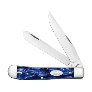 Case Trapper Pocket Knife 3.3" Clip and Spey Point Tru-Sharp Mirror Polished Blade Kirinite Handle Blue