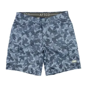 AFTCO Men's Deckhand Fishing Shorts Navy Grander Camo 34" Waist 9" Inseam