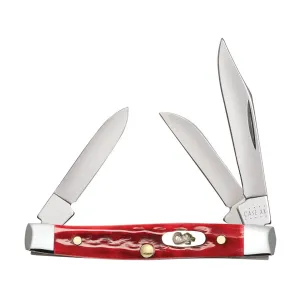 Case Small Stockman Pocket Knife 2" Clip, Sheepfoot, and Pen Tru-Sharp Mirror Polished Blade Jigged Bone Handle Red