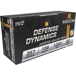 Fiocchi Defense Dynamics 357 Magnum Ammo 158 Grain Jacketed Hollow Point Case of 1000 (20 Boxes of 50)