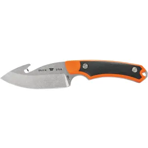 Buck Knives 664 Alpha Hunter Select Fixed Blade Knife 3.75" Drop Point with Gut Hook 420HC Stonewashed Blade Glass Filled Nylon Handle Orange