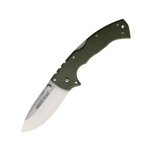 Cold Steel 4-Max Scout Pocket Knife 4" Drop Point AUS-10 Stonewashed Blade Griv-Ex Handle OD Green