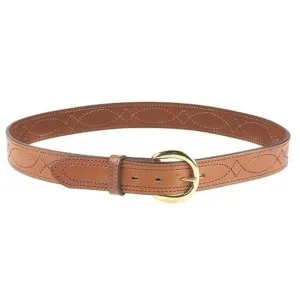 Bianchi B12 Sport Stitched Belt 1.5" Brass Buckle Suede Lined Leather Tan 38"