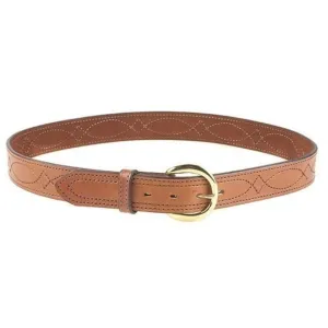 Bianchi B12 Sport Stitched Belt 1.5" Brass Buckle Suede Lined Leather Tan 36"