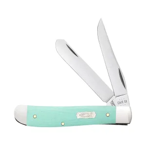 Case Mini Trapper Pocket Knife 2.75" Clip/Spey Tru-Sharp Stainless Blade G-10 Handle Sea Foam