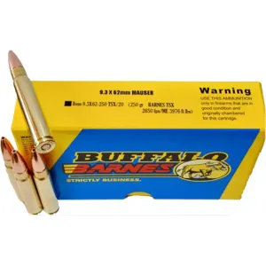 Buffalo Bore 9.3x62mm Mauser Ammo 250 Grain Barnes TSX Hollow Point Lead Free Box of 20