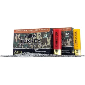 Apex Turkey TSS Mossy Oak Greenleaf Blend 12 Gauge Ammo 3" #9 and #10 Tungsten Shot 2-1/4 oz Box of 5