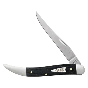 Case Medium Texas Toothpick Pocket Knife 3.4" Clip Point Tru-Sharp Scotch Bright Blade Micarta Handle Black