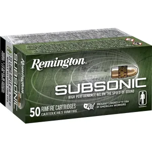 Remington Subsonic 22LR Ammo 40 Grain Plated Hollow Point Box of 500 (10 Boxes of 50)