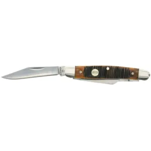 Old Timer Middleman Pocket Knife 2.4" Clip Point 1095 High Carbon Stainless Blade Bone Handle Chestnut