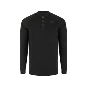 Drake Men's Weston Lakes Waffle Long Sleeve Henley Shirt Caviar Black Large
