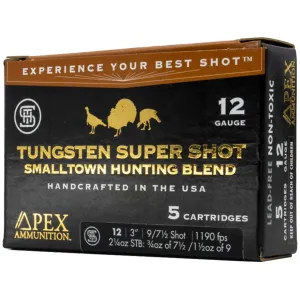 Apex Turkey TSS Smalltown Hunting Blend 12 Gauge Ammo 3" #7-1/2 and #9 Tungsten Shot 2-1/4 oz Box of 5