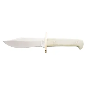 Bear & Son Baby Bowie Fixed Blade Knife 3" Clip Point 440 Polished Blade Bone Handle White