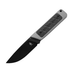 Kizer Smolt Fixed Blade Knife 2.94" Drop Point CPM-3V Black Blade Canvas Micarta/G-10 Handle Black/Gray