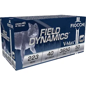 Fiocchi Field Dynamics 223 Remington Ammo 40 Grain Hornady V-Max Polymer Tip Case of 1000 (20 Boxes of 50)
