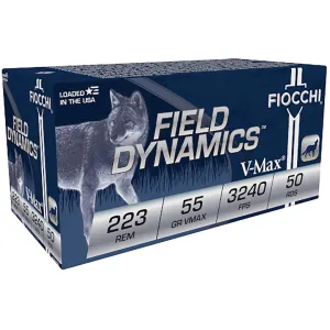 Fiocchi Field Dynamics 223 Remington Ammo 55 Grain Hornady V-Max Polymer Tip Case of 1000 (20 Boxes of 50)