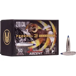 Federal Premium Terminal Ascent 6.8mm, 270 Caliber (277 Diameter) Bullets 136 Grain Bonded Polymer Tip Box of 50
