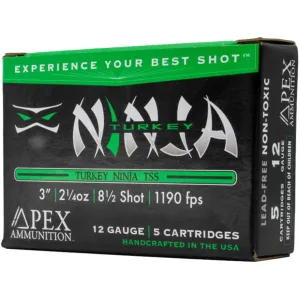 Apex Turkey Ninja TSS 12 Gauge Ammo 3" #8-1/2 Tungsten Shot 2-1/4 oz Box of 5