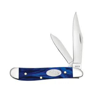 Case Peanut Pocket Knife 2.1" Clip/Pen Tru-Sharp Mirror Polished Blade Kirinite Handle Blue