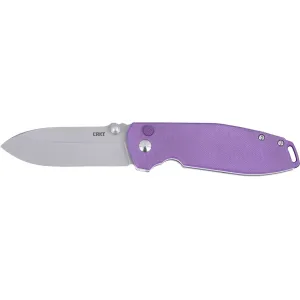 CRKT Squid XM Button Lock Pocket Knife 2.95" Drop Point Sandvik 14C28N Stonewashed Blade G-10 Handle Violet