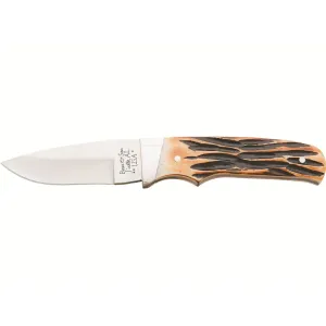 Bear & Son India Stag Fixed Blade Knife 2.875" Drop Point 440HC Satin Blade Bone Handle Stag