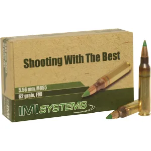 IMI M855 5.56x45mm NATO Ammo 62 Grain SS109 Penetrator Full Metal Jacket Case of 1200 (40 Boxes of 30)