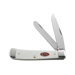 Case Sparxx Trapper Pocket Knife 3.25" Clip Point Stainless Steel Satin Blade Jigged Synthetic Handle White