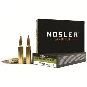 Nosler E-Tip 270 Winchester Short Magnum (WSM) Ammo 130 Grain Expansion Tip (E-Tip) Polymer Tip Lead Free Box of 20