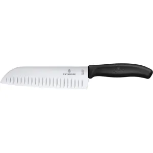 Victorinox Swiss Army Classic Santoku Kitchen Knife 7" Santoku Stainless Steel Satin Blade TPE Handle Black