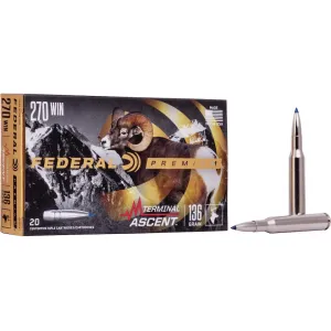 Federal Premium Terminal Ascent 270 Winchester Ammo 136 Grain Bonded Polymer Tip Box of 20
