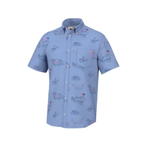 Huk Men's Americookin Kona Short Sleeve Shirt Quiet Harbor Large