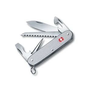 Victorinox Swiss Army Farmer Pocket Knife 2.75" Drop Point Stainless Steel Satin Blade Alox Handle Silver